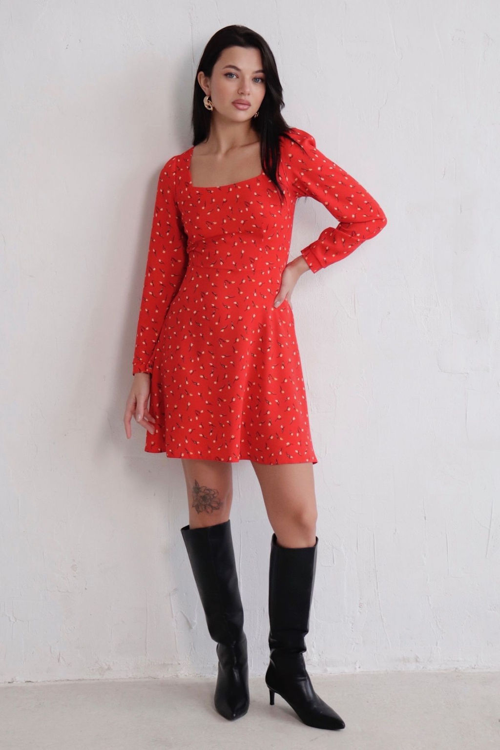 Платье с вырезом каре отрезное по талии - Martichelli фото 77