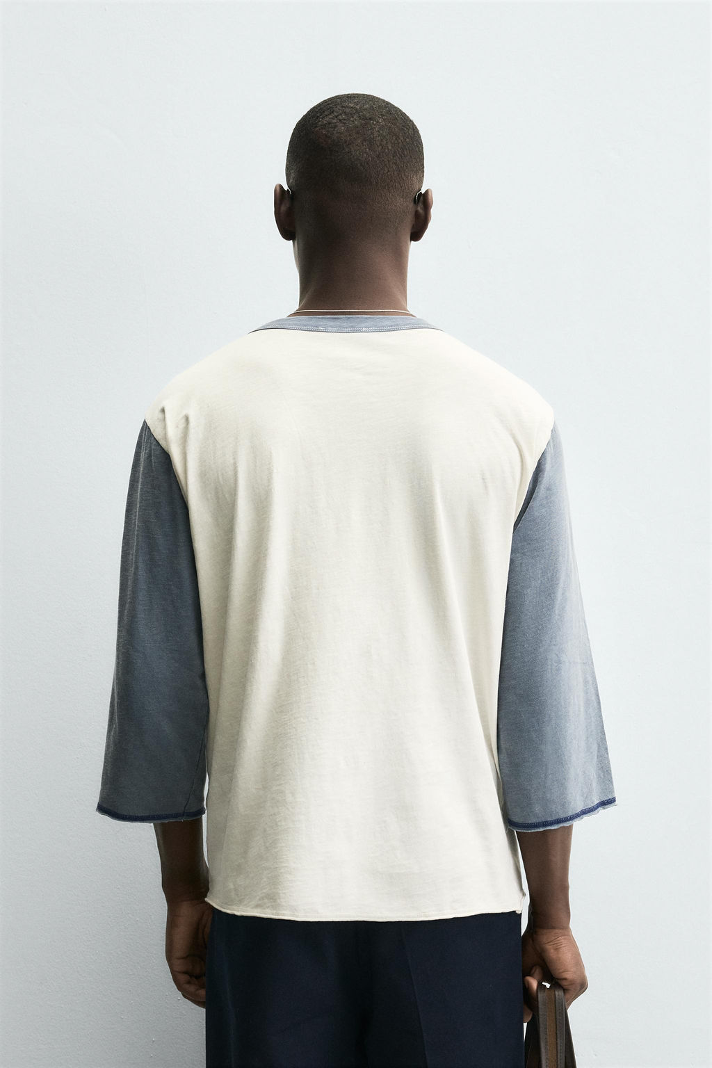 COLOUR BLOCK T-SHIRT WITH BUTTONED NECK - Zara фото 3
