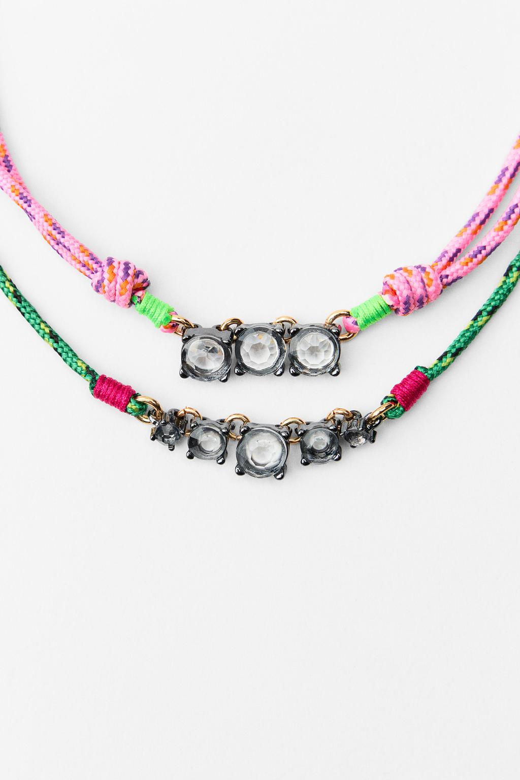 PACK OF CORD NECKLACES WITH RHINESTONES - Zara фото 5