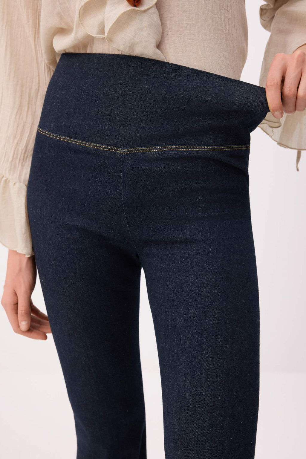 Koyu Mavi Yuksek Bel Yumusak Ekstra Esneyen Orme Skinny Tayt Jeans TWOSS26JE00284 - Trendyolmilla фото 3