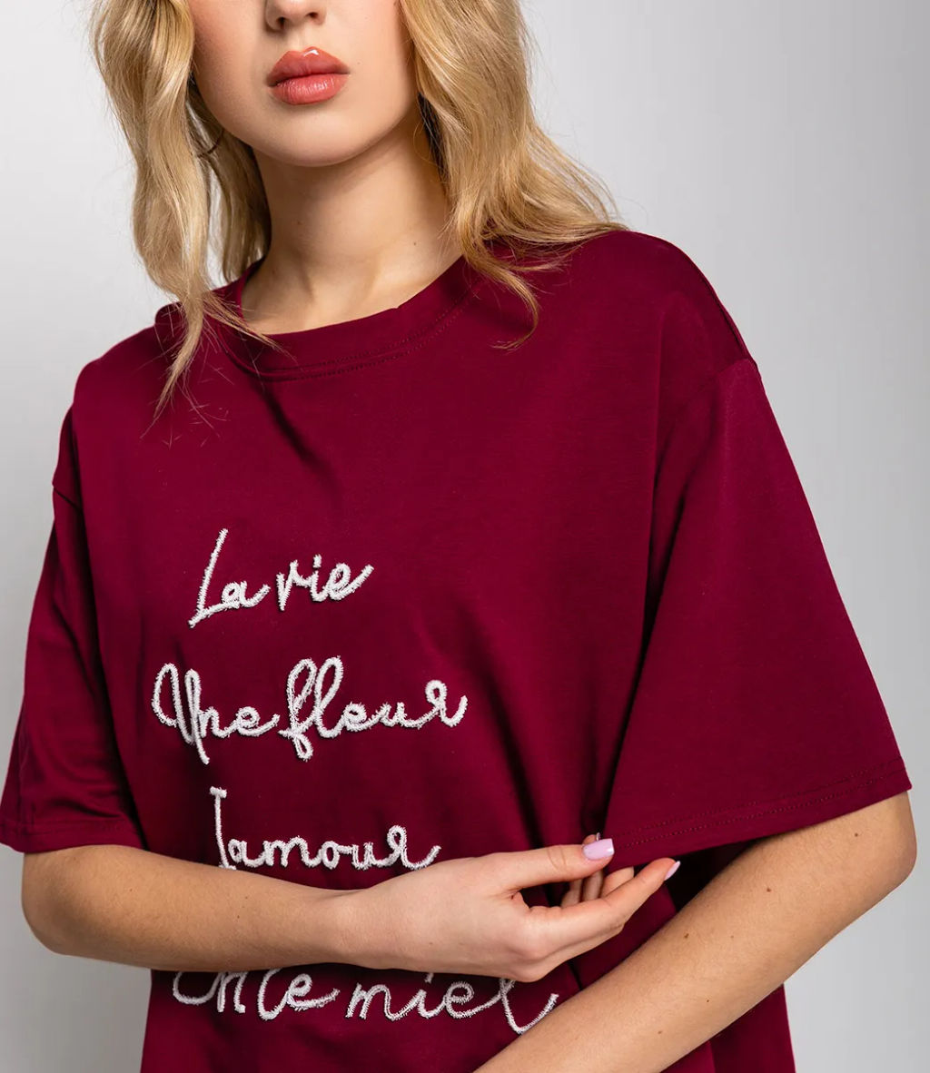 Футболка #КТ705 (4), бордовый