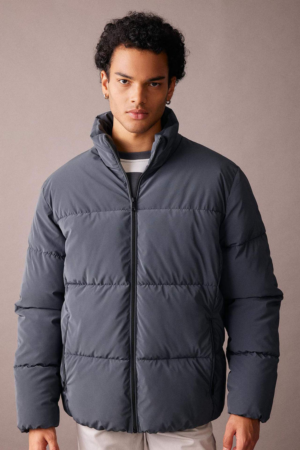 Slim Fit Sisme Mont Dar Kesim Dik Yaka Astarl? Fermuarl? Cift Cepli - Defacto фото 3