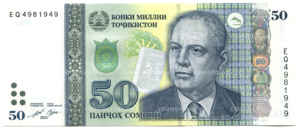 Банкнота 50 сомони 2021 года Таджикистан
