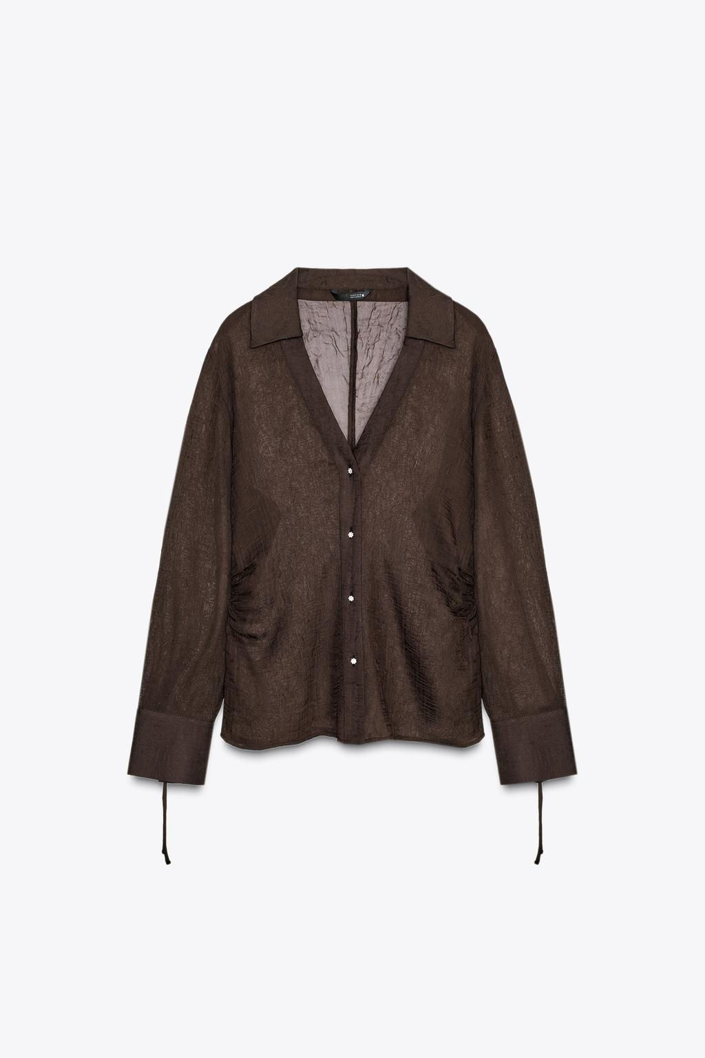 SEMI-SHEER SHIRT WITH TIES - Zara фото 8