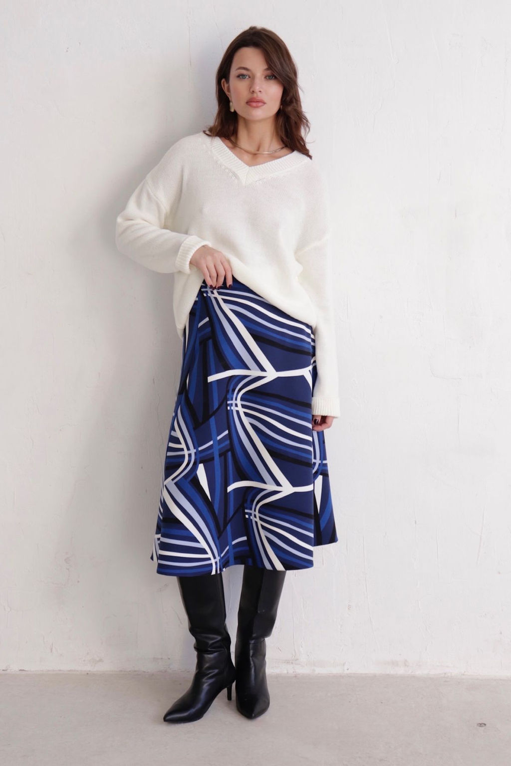 11047 Юбка А-силуэта синяя с принтом - Martichelli фото 7