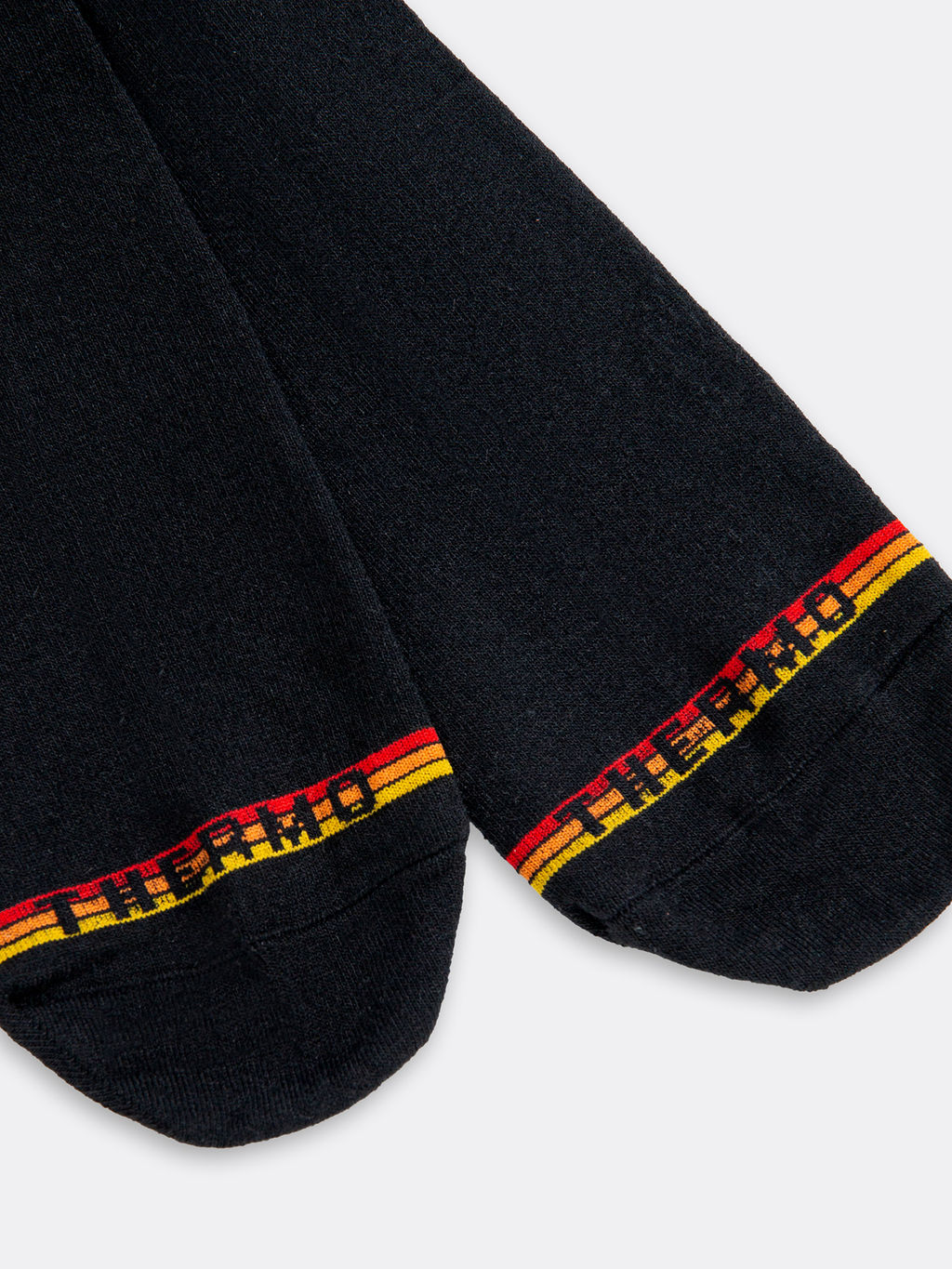 Цена за 5 пар!  Высокие мужские носки "термо" черного цвета с желтой и красной полоской