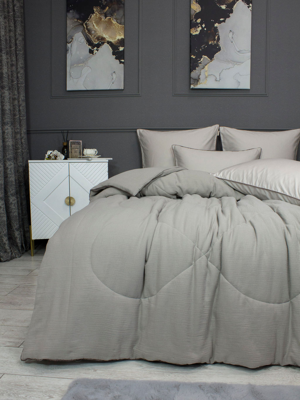 Muslin & Satin Solid color (платина беж) комплект