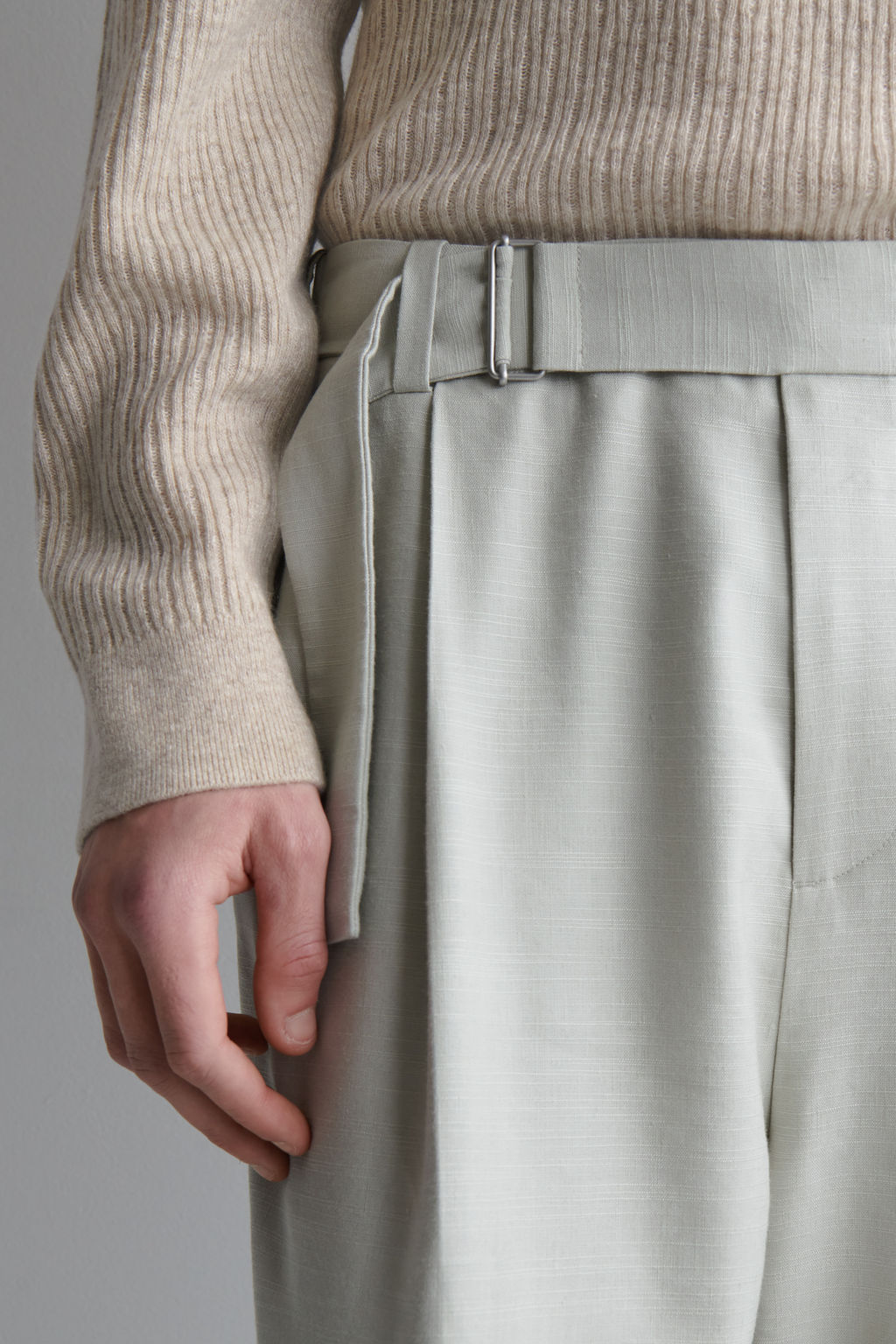 PANTAL?N WIDE LEG CON CINTUR?N EN MEZCLA DE LINO - H&m фото 4