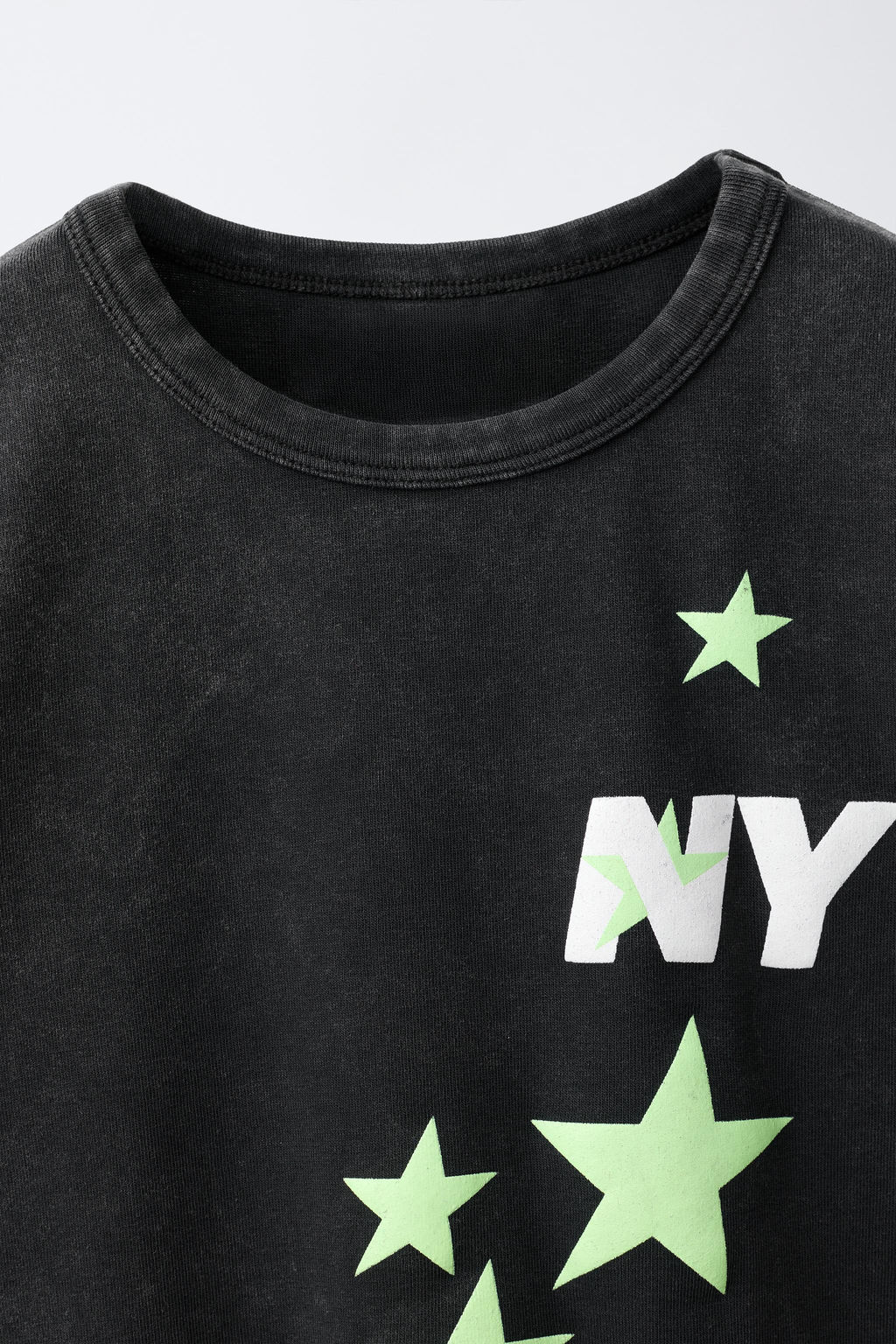 CAMISETA ACID WASH ESTAMPADO ESTRELLAS Y TEXTO / Gris antracita - Zara фото 4