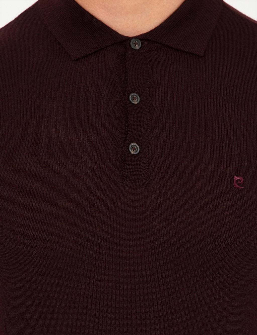 Bordo Regular Fit Polo Yaka Y_n Kar___ml_ Basic Triko Kazak - Pierre cardin фото 6
