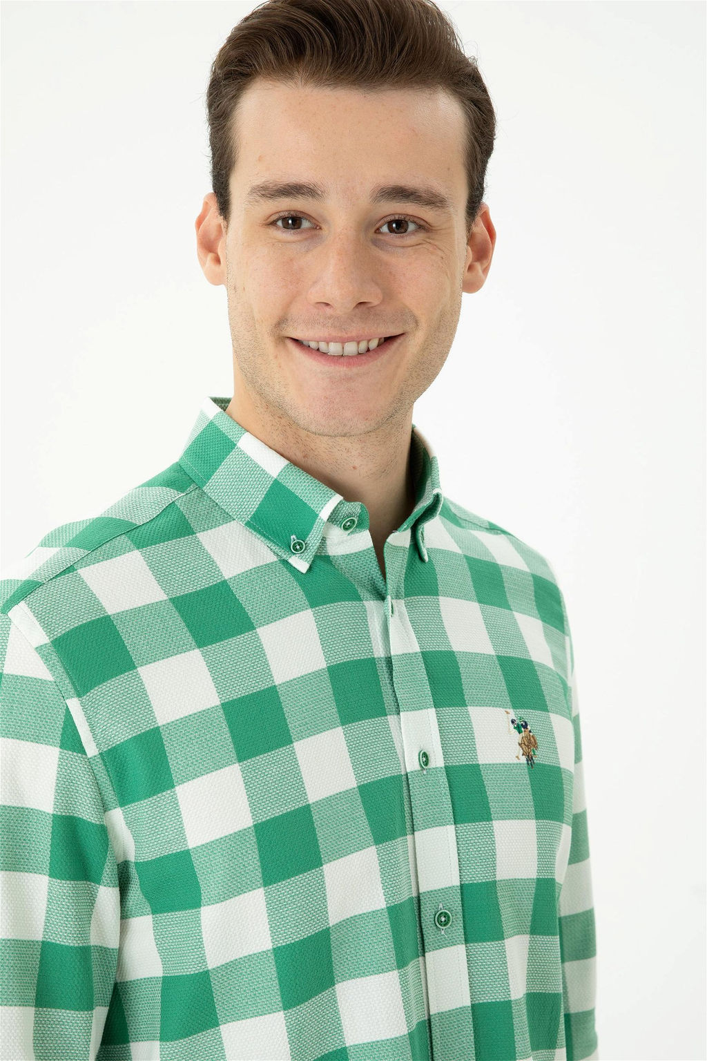 Мужская зеленая рубашка с длинным рукавом - U.s. polo assn фото 2
