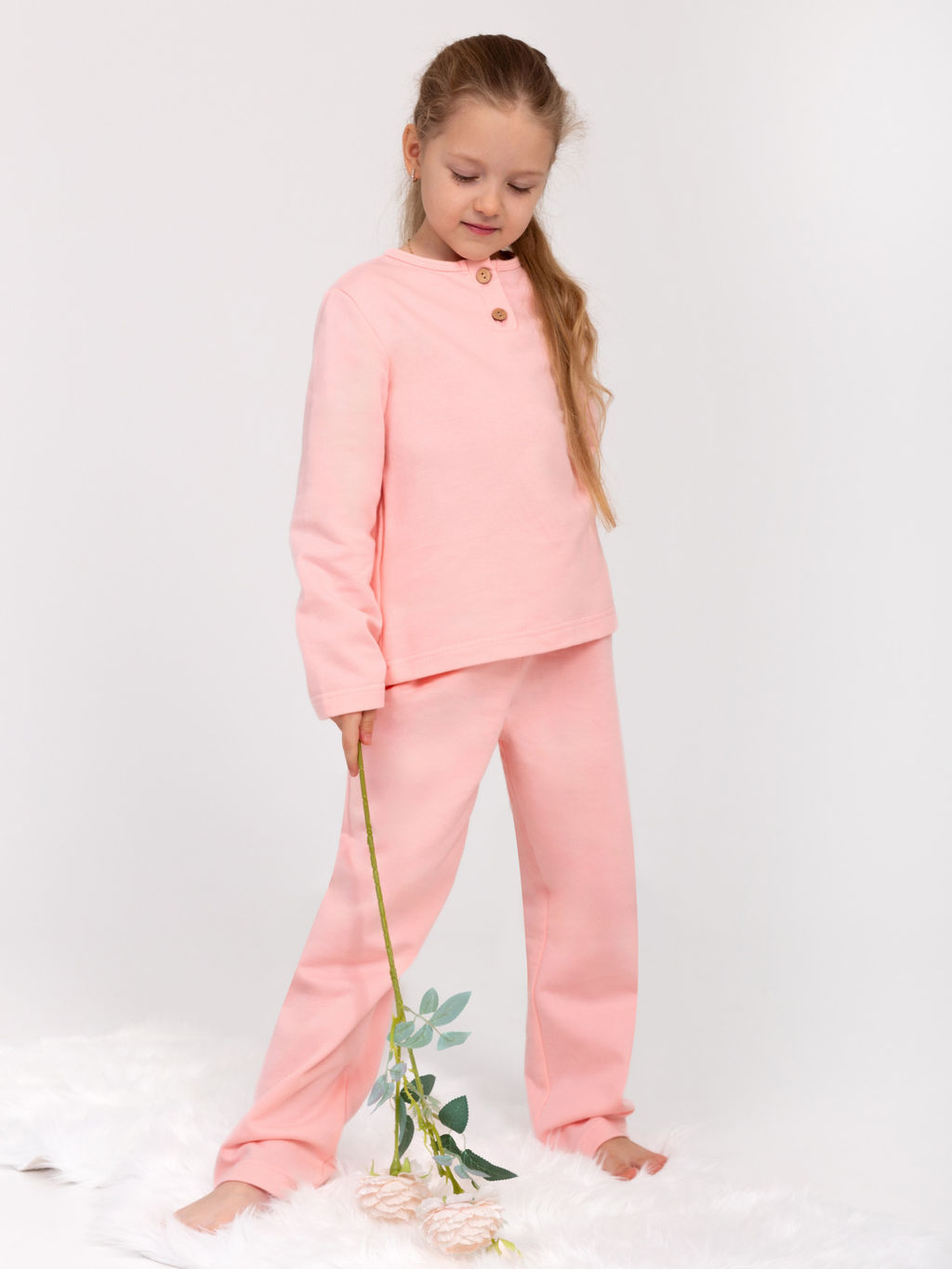 Пижама детская футер начес с брюками "СТЕША" РОЗОВЫЙ