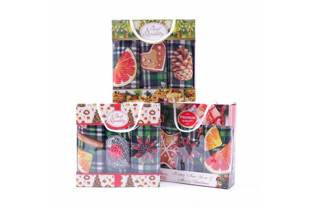 Набор вафельных полотенец 40х75 (3 шт.) в сумочке ПВ 484 тдл (500026/1)