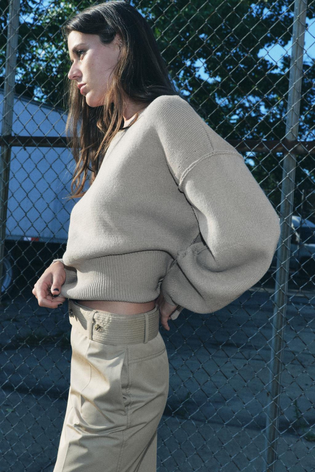 PLAIN KNIT SWEATER WITH VOLUMINOUS SLEEVES - Zara фото 2