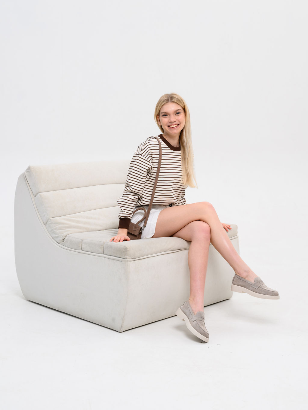 Лоферы туфли 176.1593be.Каменный замша