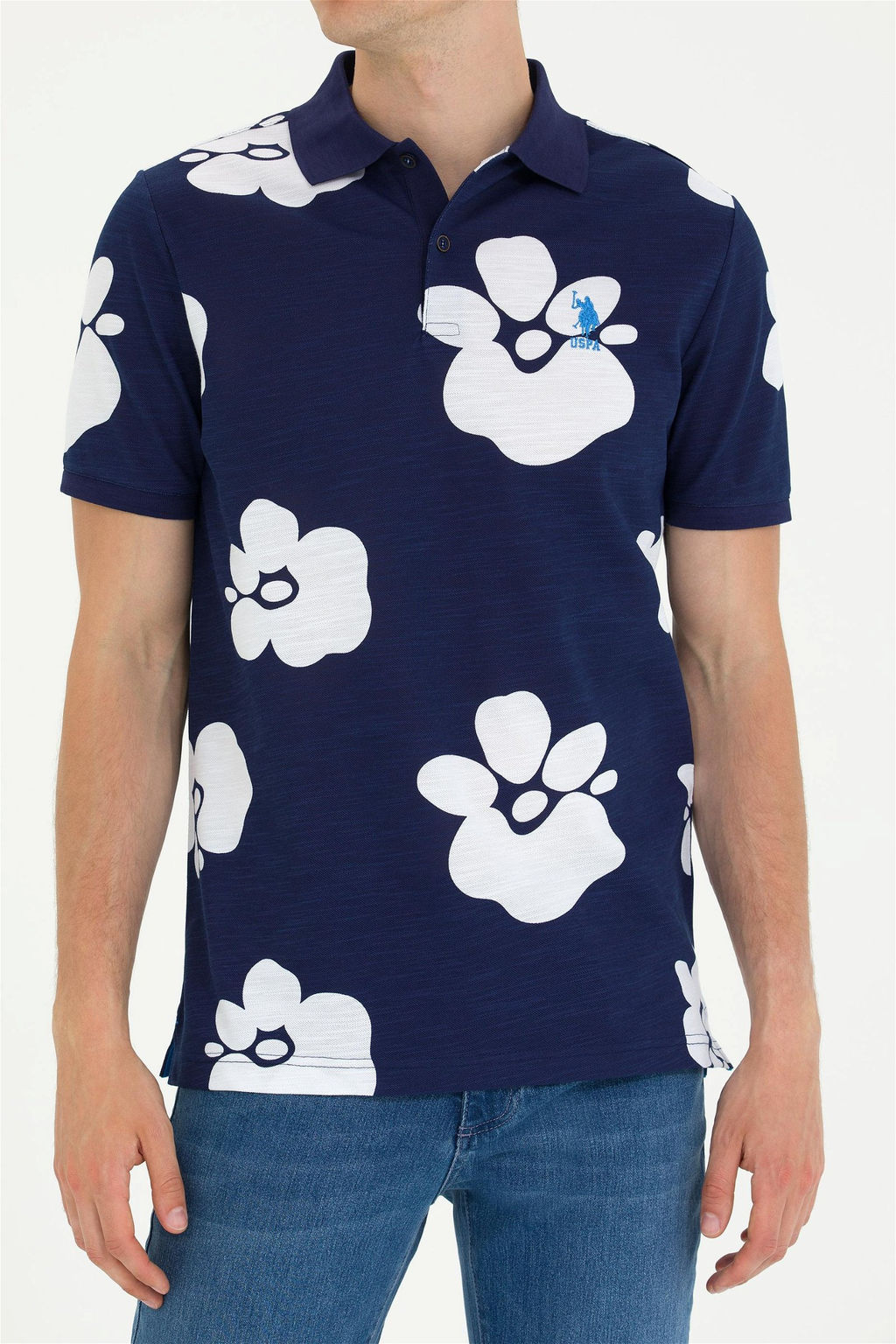 U. S. Polo Assn / Мужская темно-синяя футболка с воротником-поло - U.s. polo assn фото 13