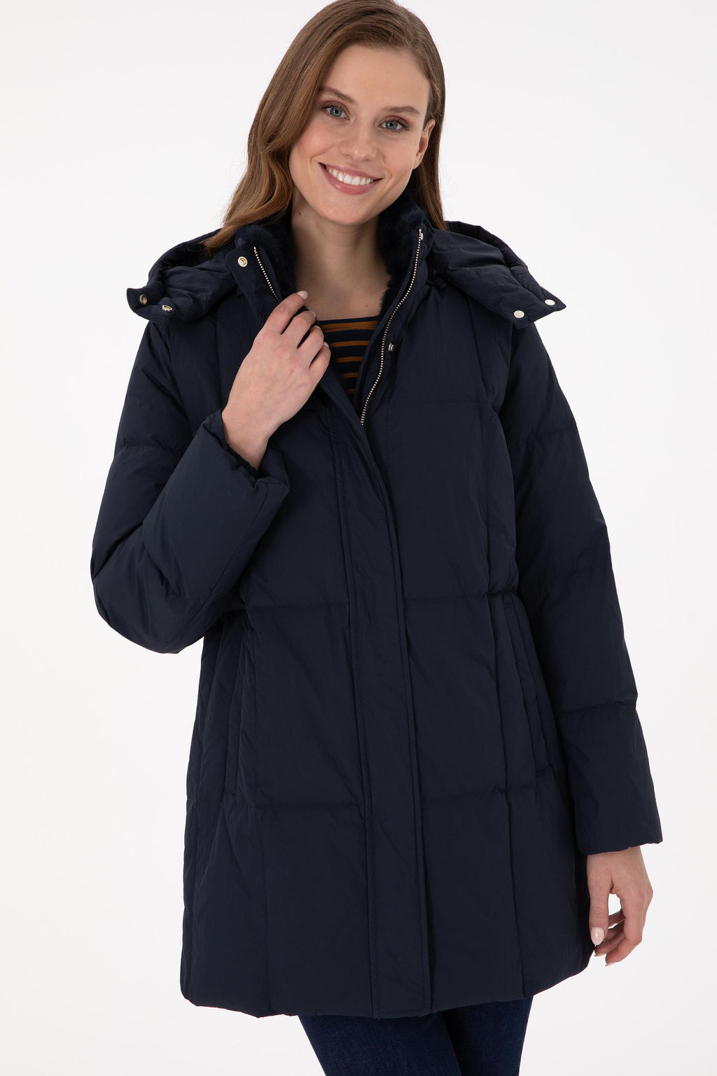 Женское темно-синее пальто Неожиданная скидка в корзине - U.s. polo assn фото 3