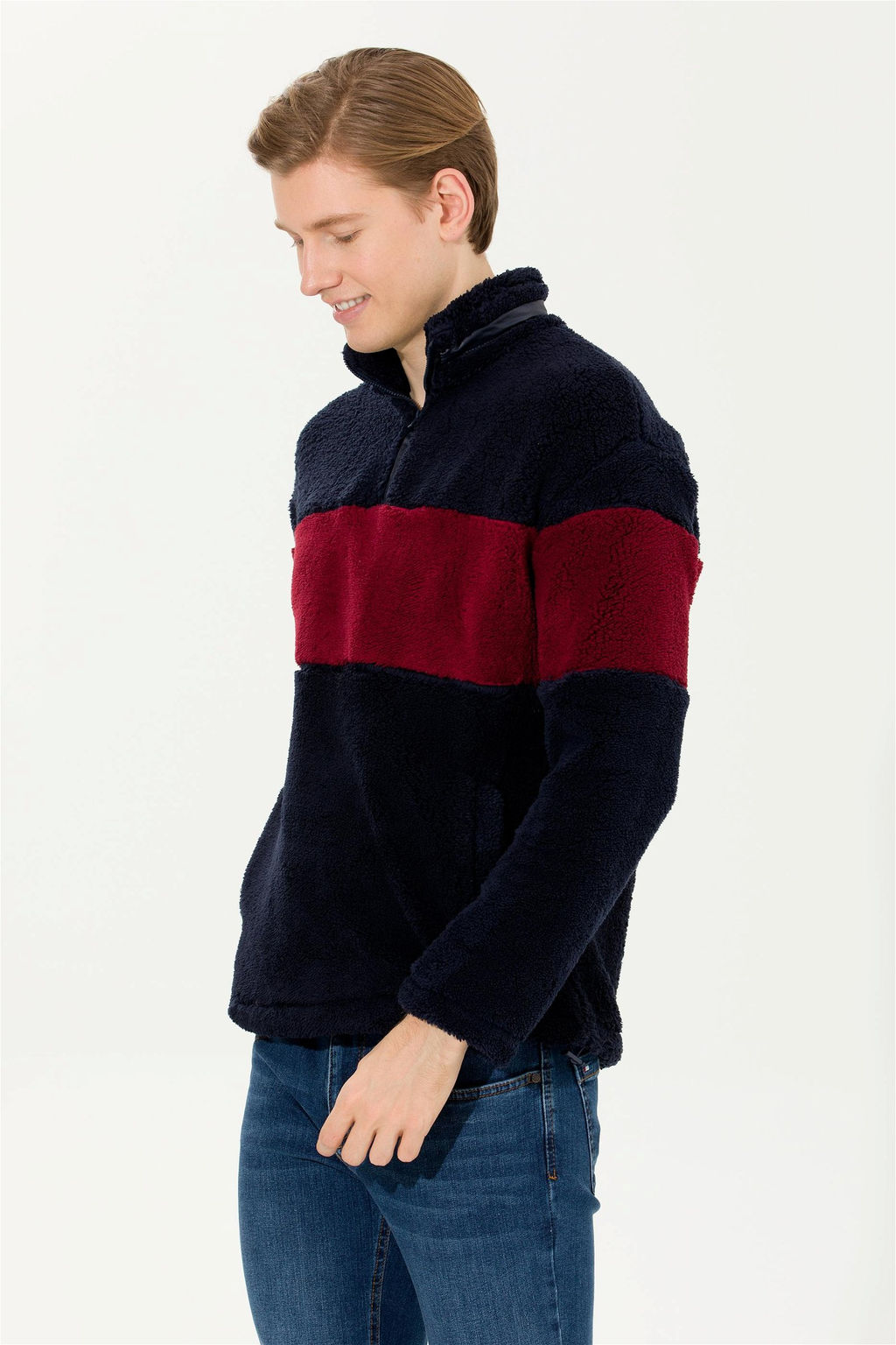 U. S. Polo Assn Мужской темно-синий комфортный свитшот с воротником стойкой - U.s. polo assn фото 10