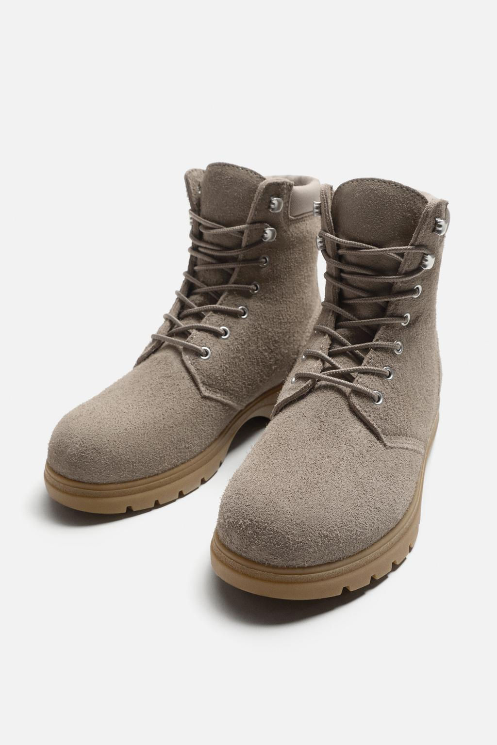 LEATHER LACE-UP BOOTS - Zara фото 5