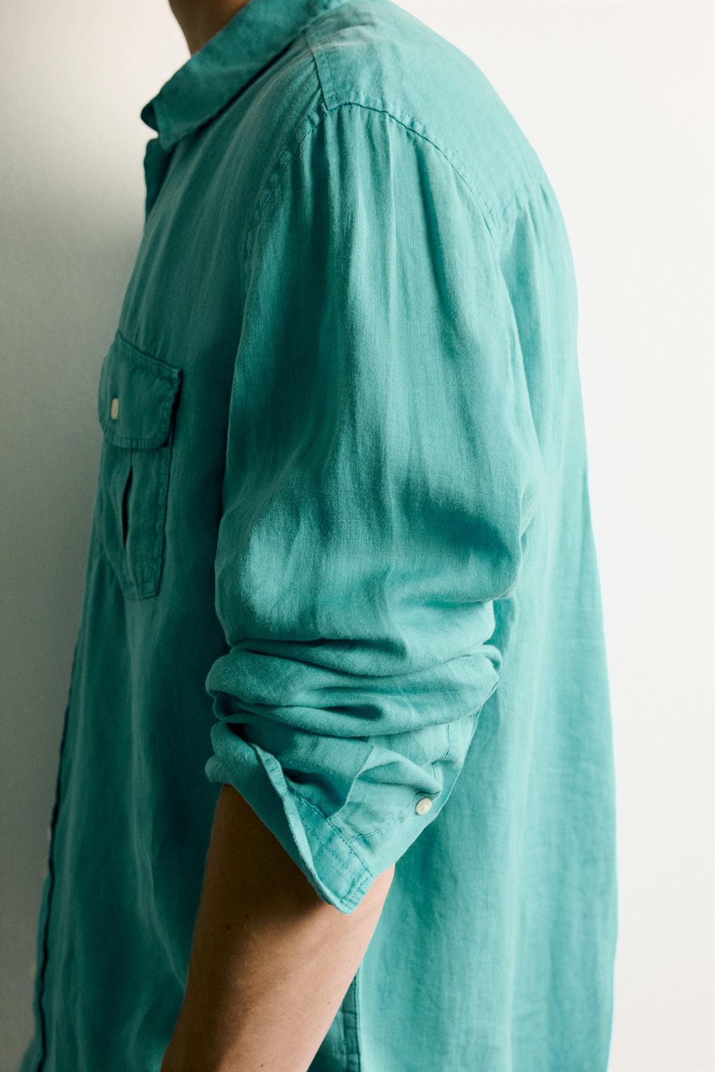 CAMISA RELAXED FIT 100% LINO / Turquesa - Zara фото 5