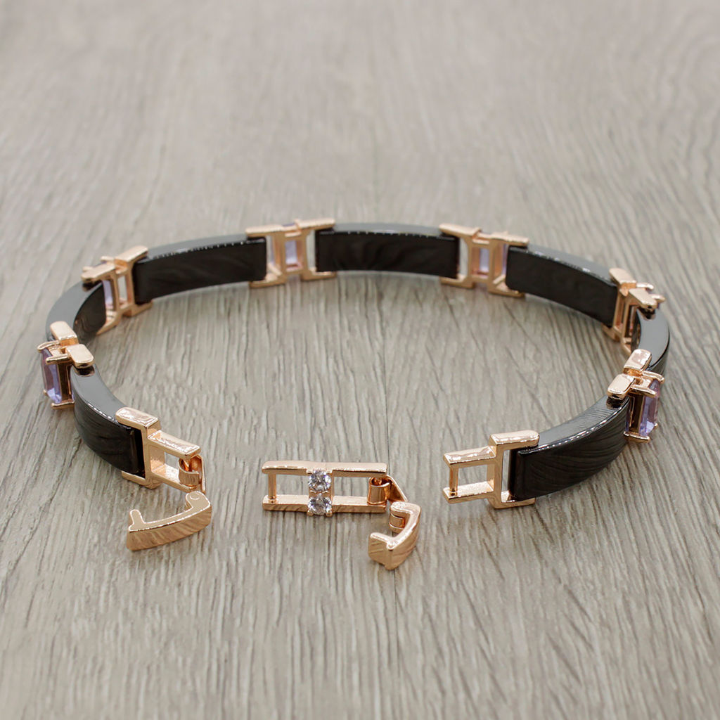 Браслет Лилу из черной керамики с Александритом покрытие под золото - Agat77 фото 2