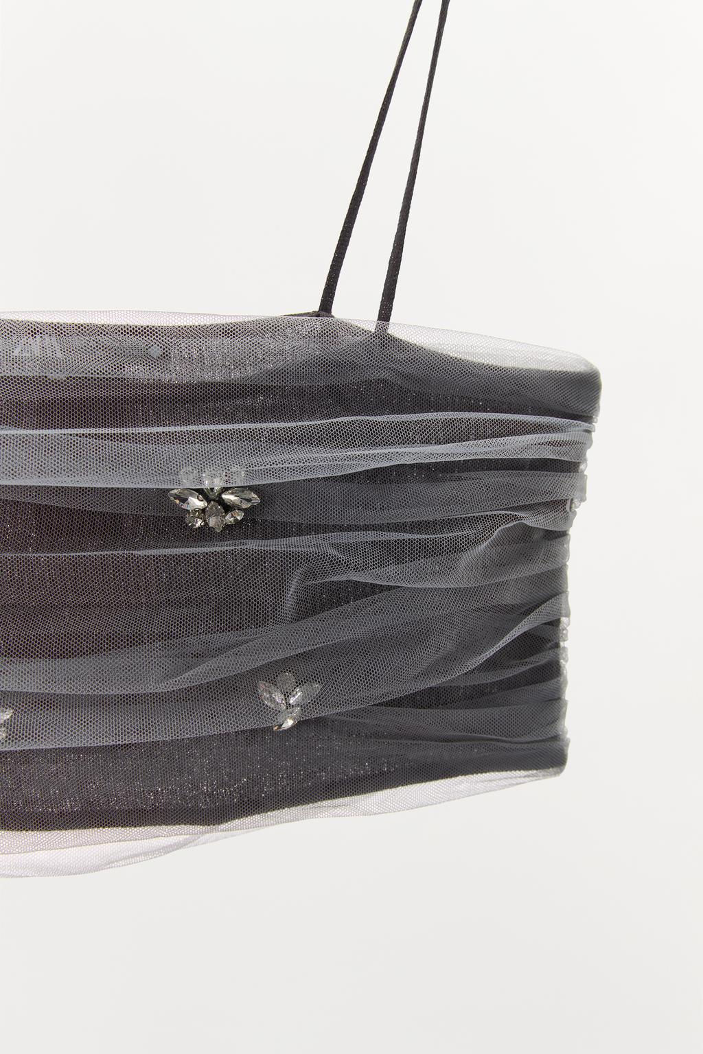 FINE KNIT TOP WITH JEWELS AND TULLE - Zara фото 7