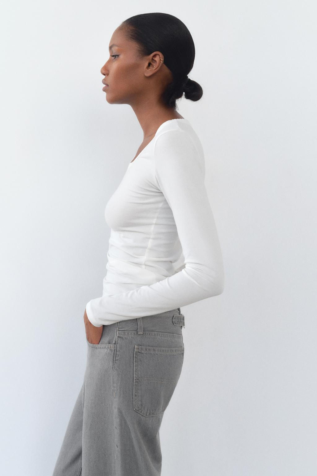 TRF HIGH-WAIST WIDE-LEG JEANS WITH BELT LOOP - Zara фото 3