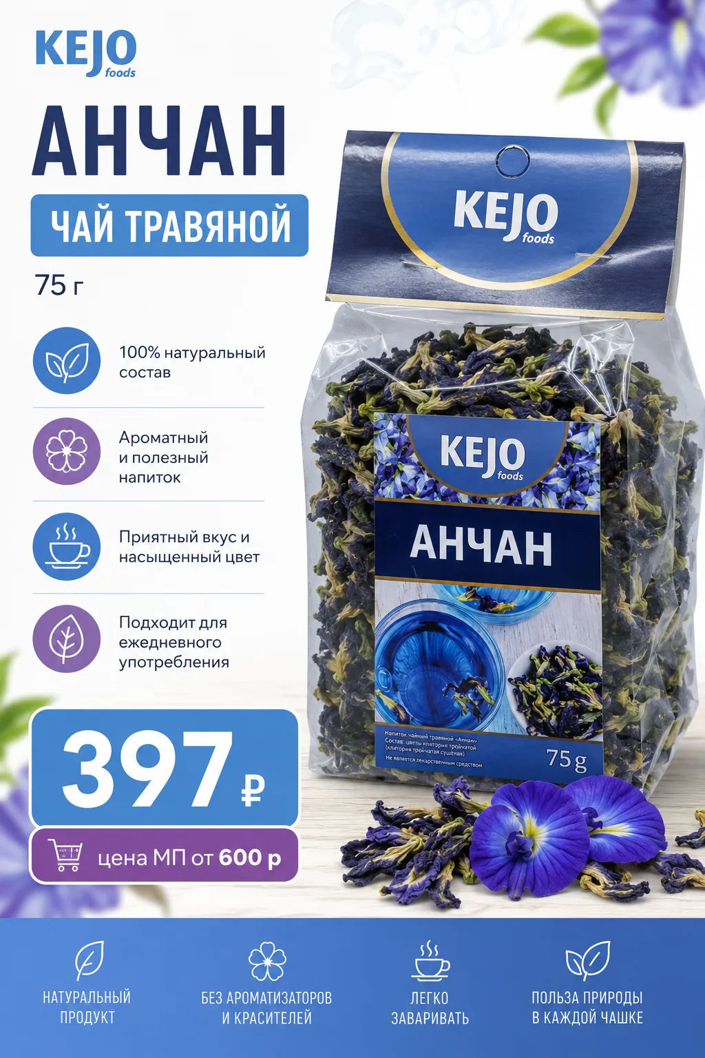 KejoFoods. Herbal Collection. Анчан 75 гр. мягкая упаковка РОССИЯ фото 2