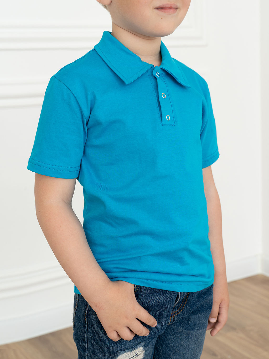 Футболка поло детская бирюза 659 (134, 68)