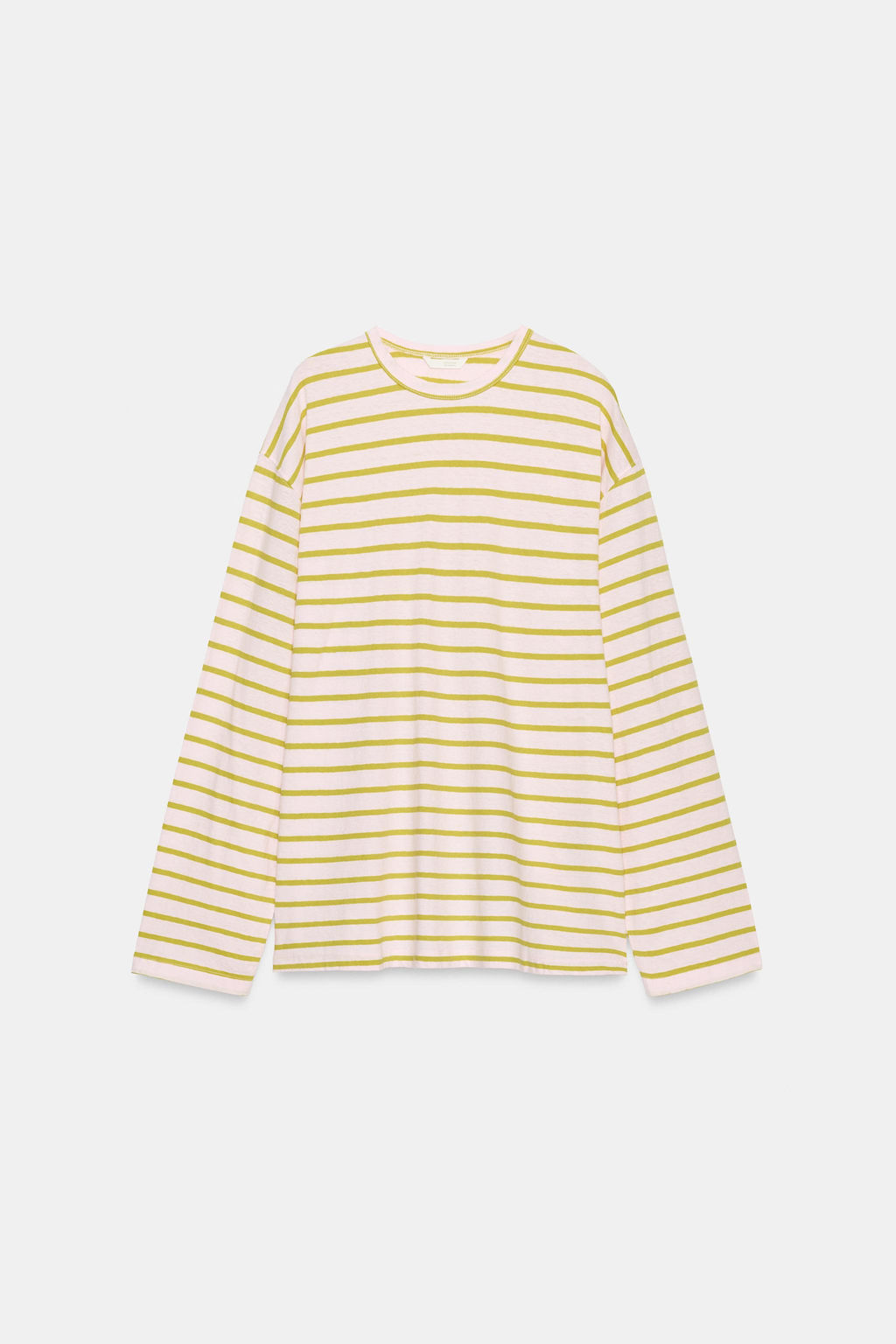 CAMISETA ALGOD?N Y LINO RAYAS / Rosa pastel - Zara фото 4