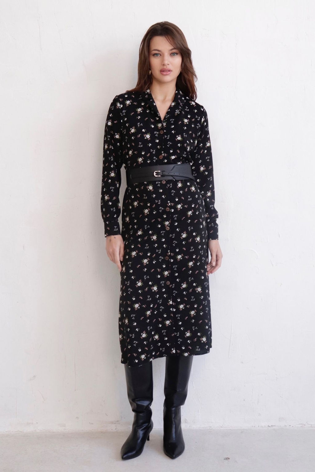 Платье-рубашка с английским воротником принт - Martichelli фото 288