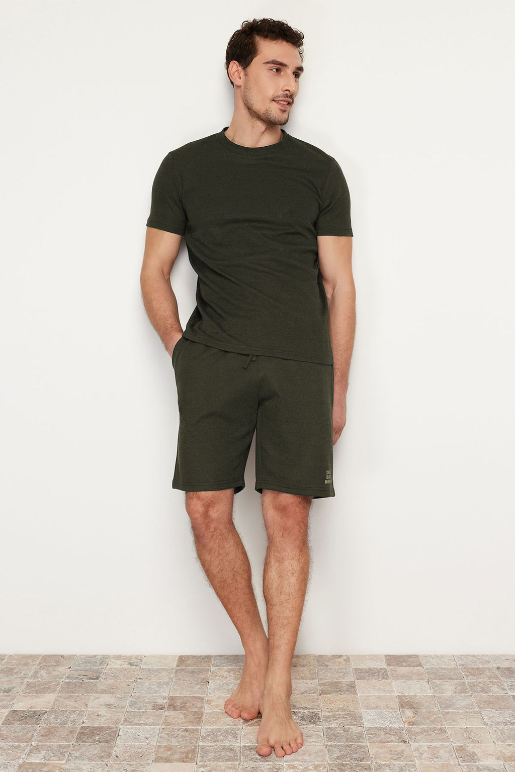 TRENDYOL MAN Mavi Regular Fit Waffle Sortlu Pijama Tak?m? TMNSS23PT00032 - Trendyolmilla фото 70