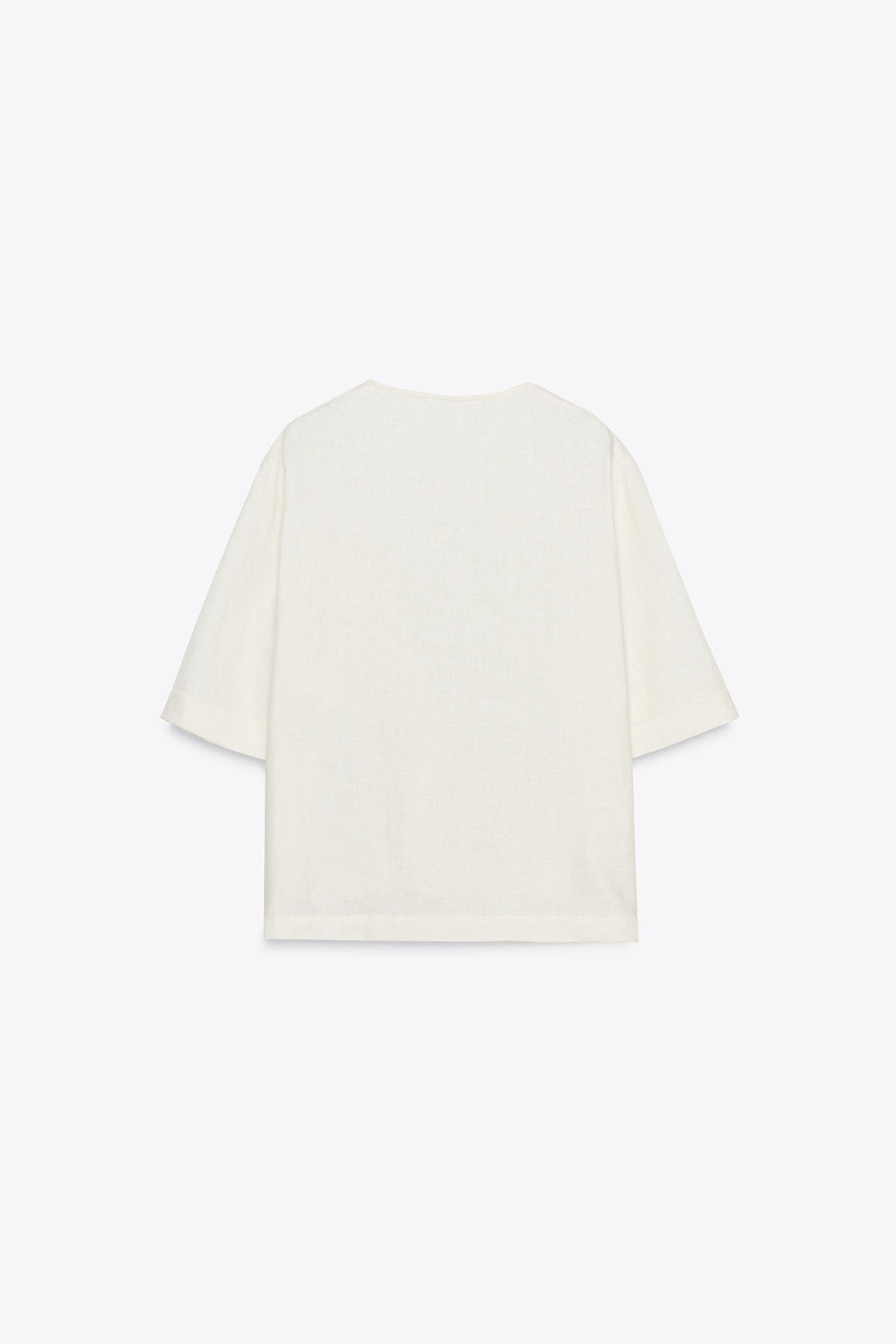 ZW COLLECTION LINEN SHORT SLEEVE TOP - Zara фото 6