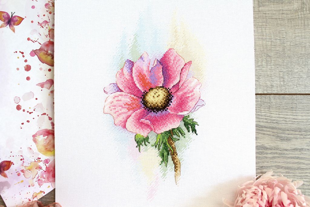 Набор для вышивания М.П.Студия А-047 Розовый Анемон СК/Распродажа 16 х 28 см