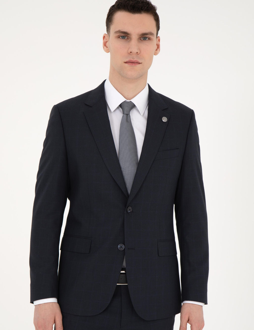 Lacivert Slim Fit Tak_m Elbise