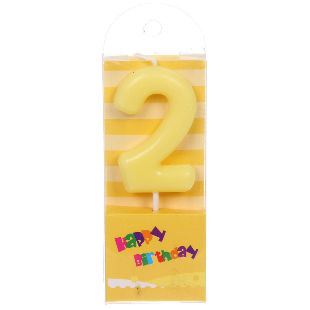 Цена за 10 шт. Свеча для торта Цифра Праздник "2" 9 см