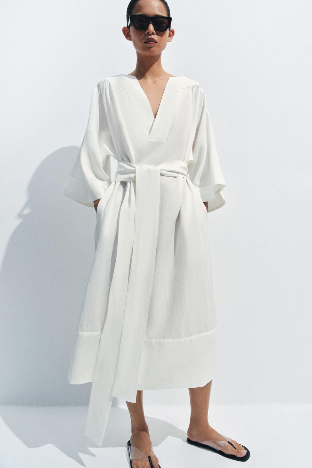VESTIDO T?NICA CINTUR?N ZW COLLECTION / Blanco - Zara фото 9