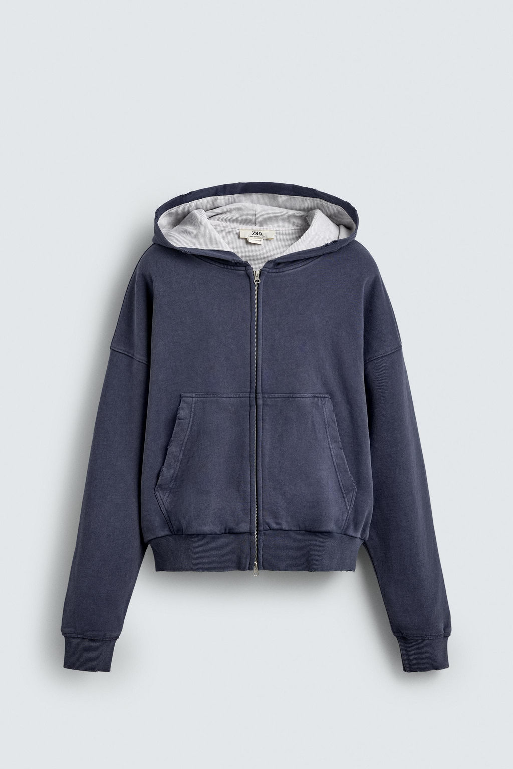 SUDADERA COMBINADO WAFFLE CAPUCHA / Azul tinta