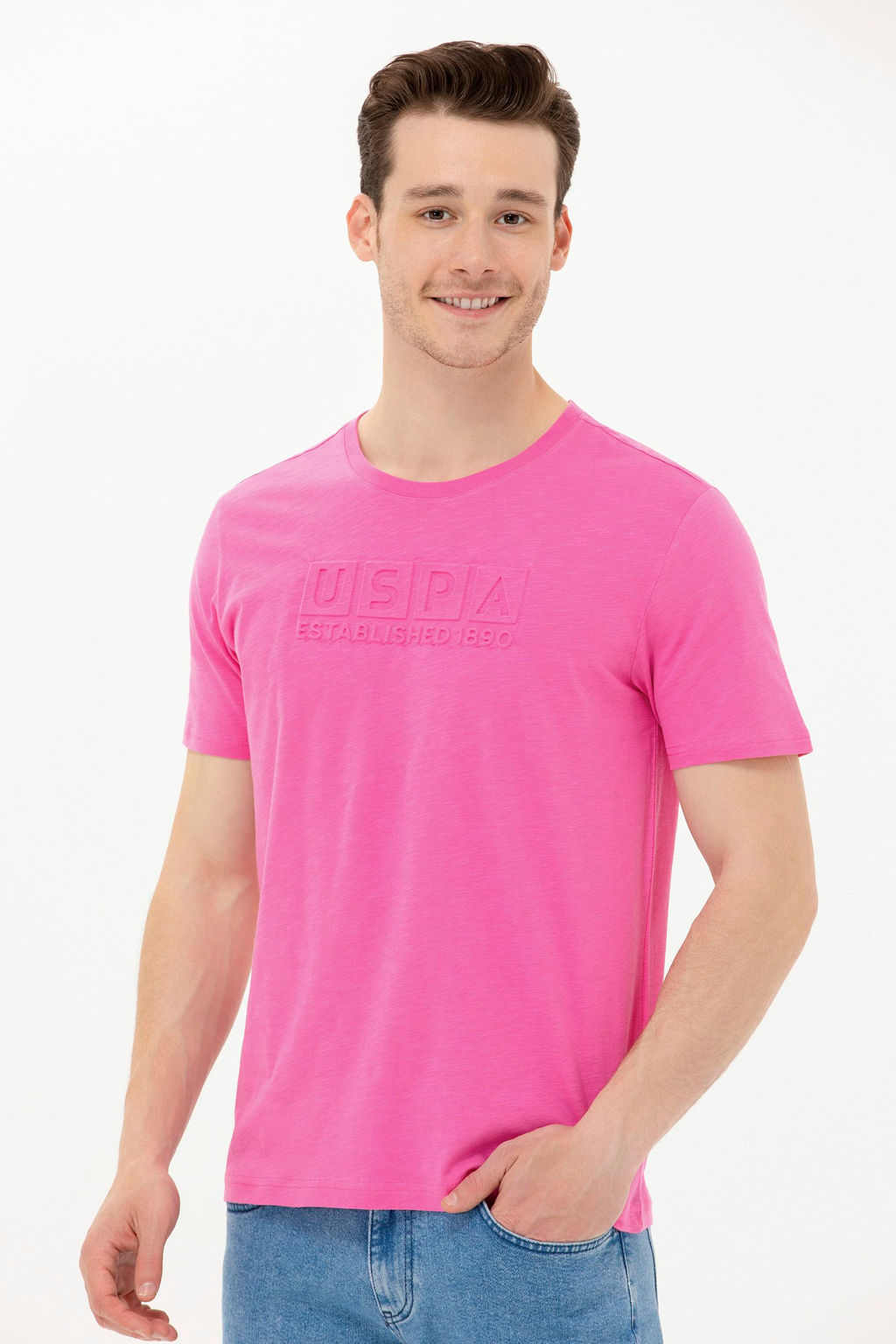Мужская розовая футболка с круглым вырезом - U.s. polo assn фото 2