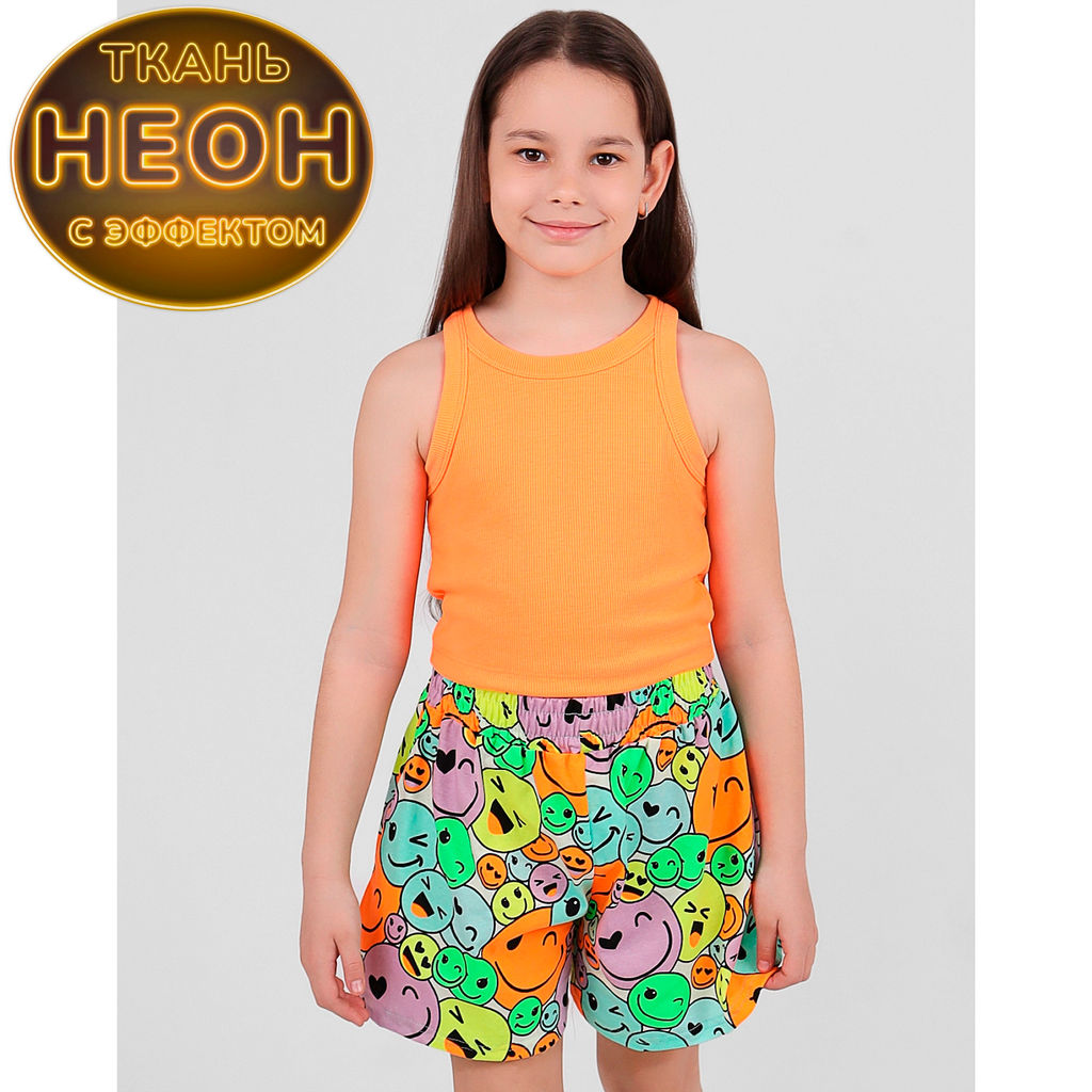 Комплект топ кашкорсе неон, шорты кулирка 7896900102
