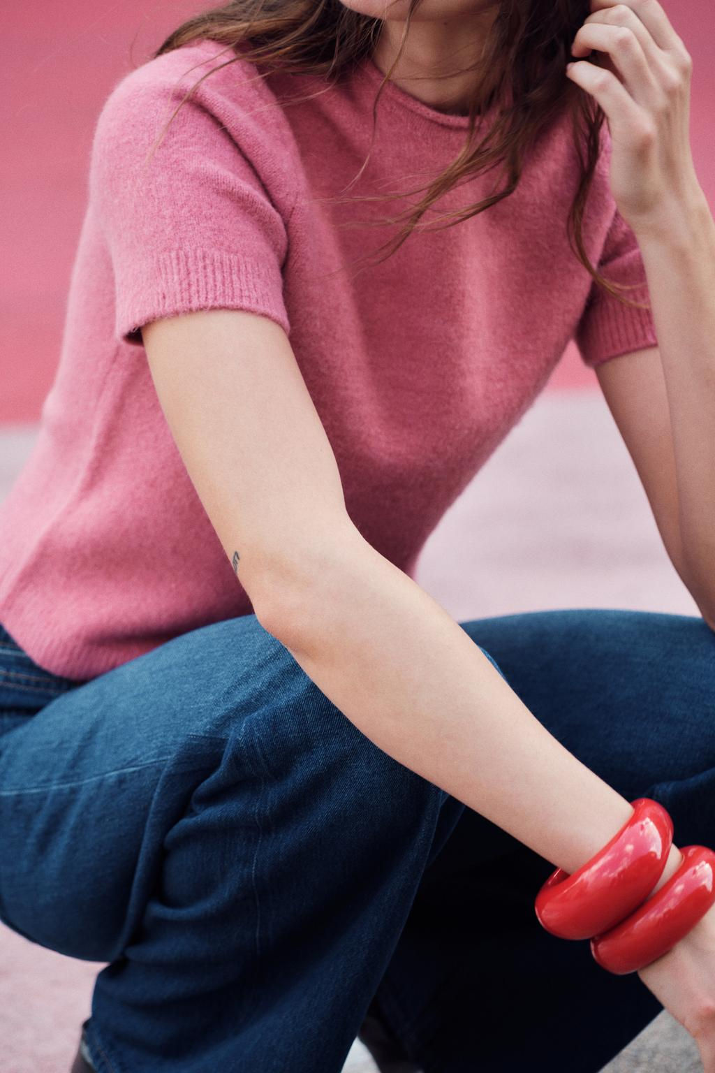 SOFT KNIT SHORT SLEEVE SWEATER - Zara фото 5