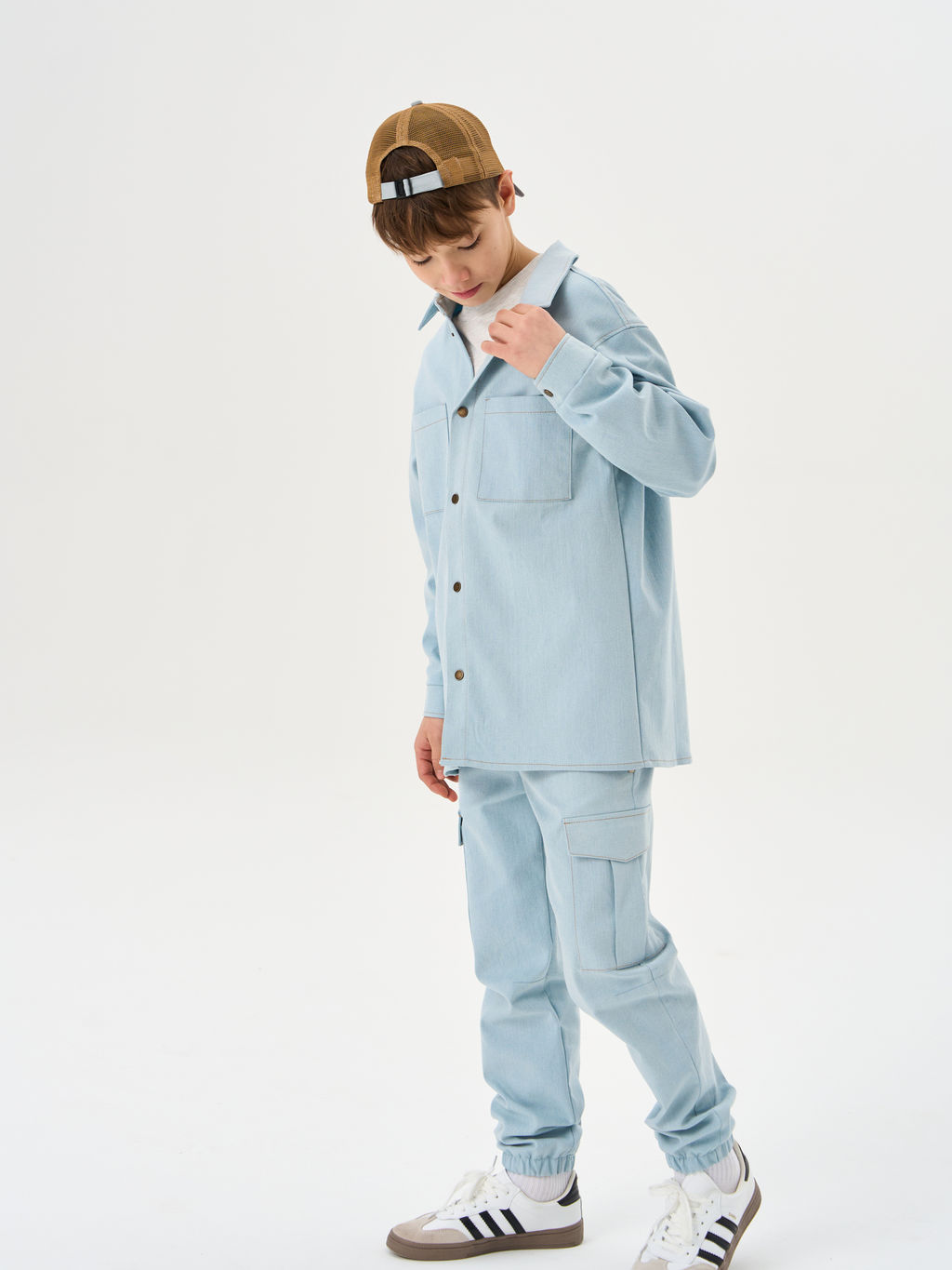 Рубашка джинсовая "Серо-голубой" 7+