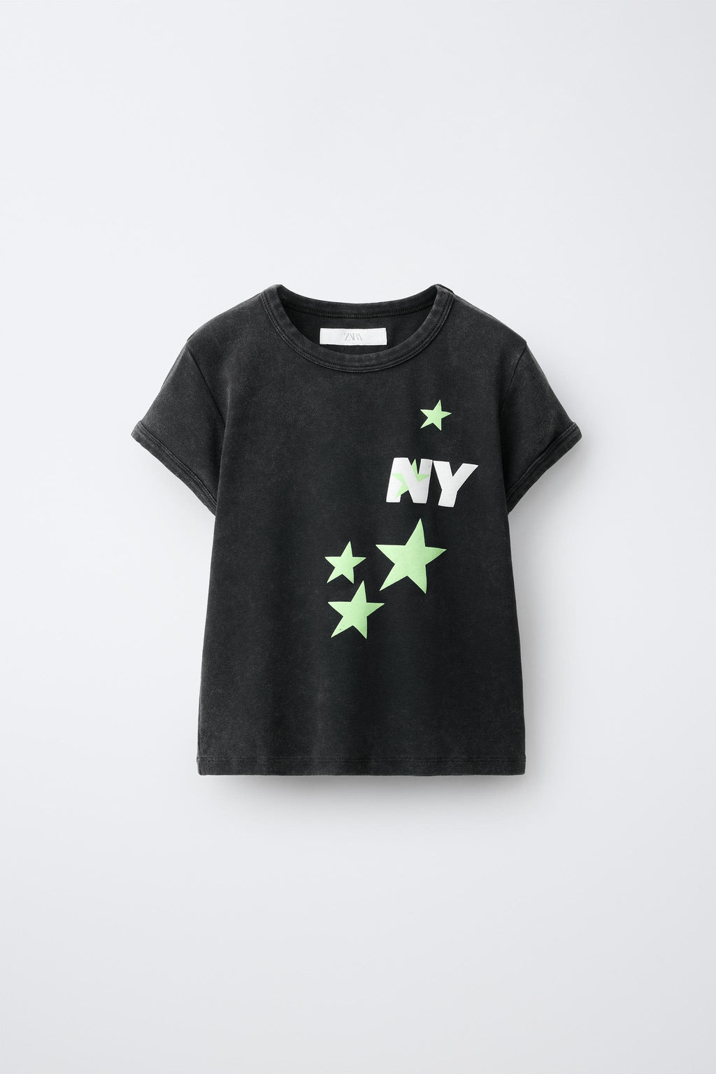 CAMISETA ACID WASH ESTAMPADO ESTRELLAS Y TEXTO / Gris antracita - Zara фото 2