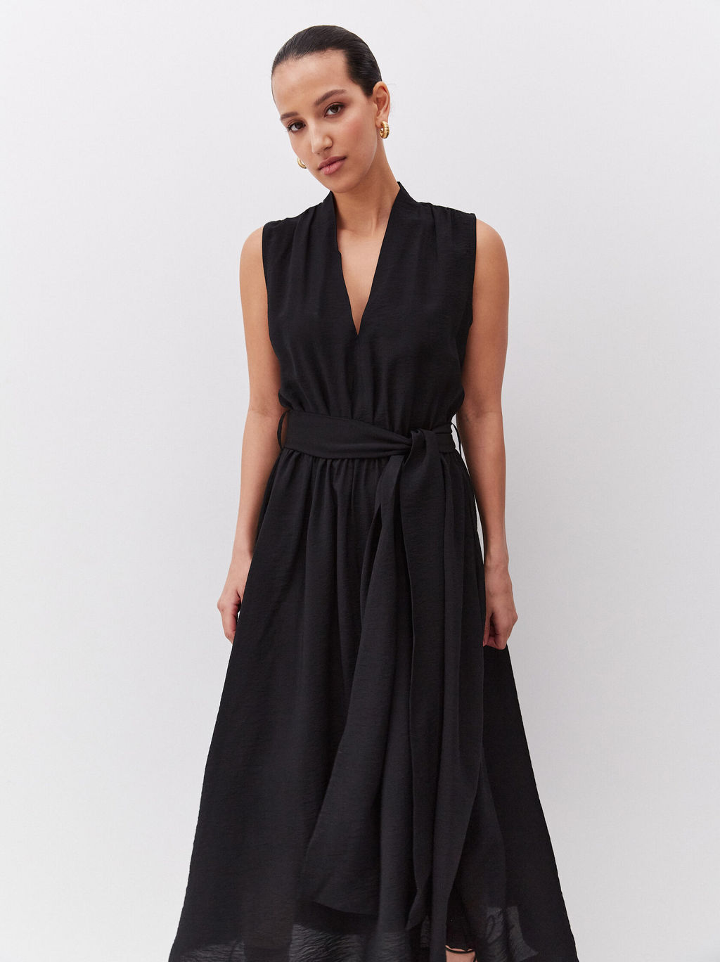 Платье миди из вискозы с поясом в тон - TO BE ONE фото 2