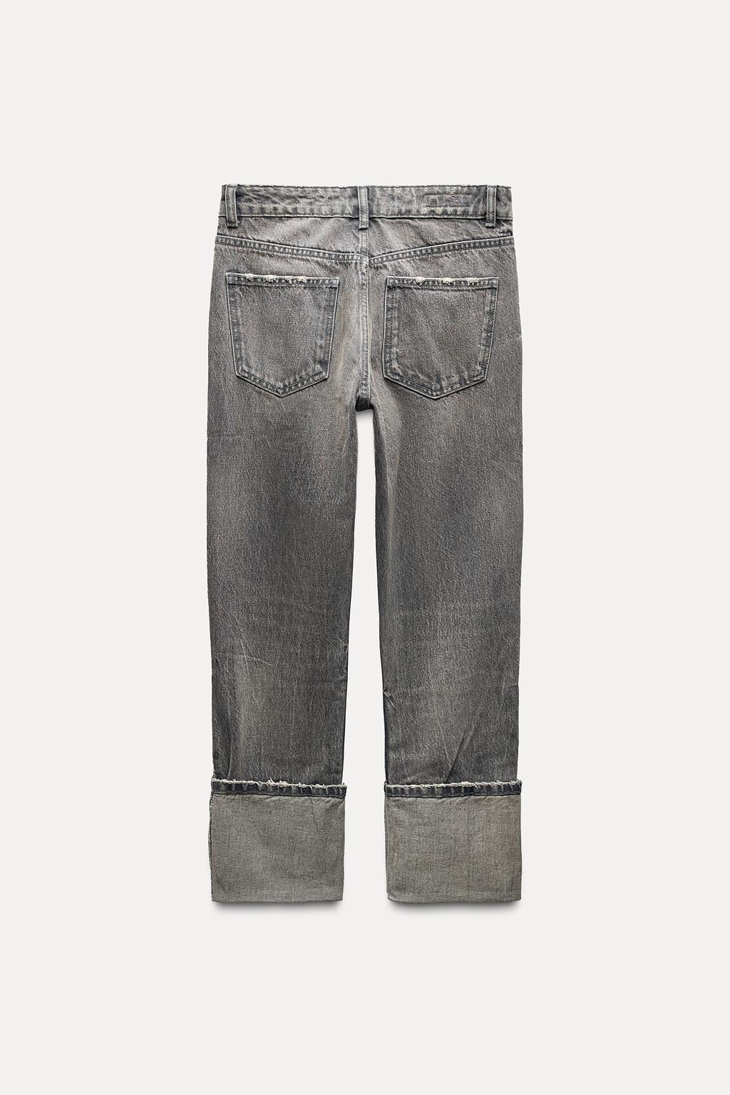 HIGH-WAIST TRF STOVE PIPE FOLDED JEANS - Zara фото 17