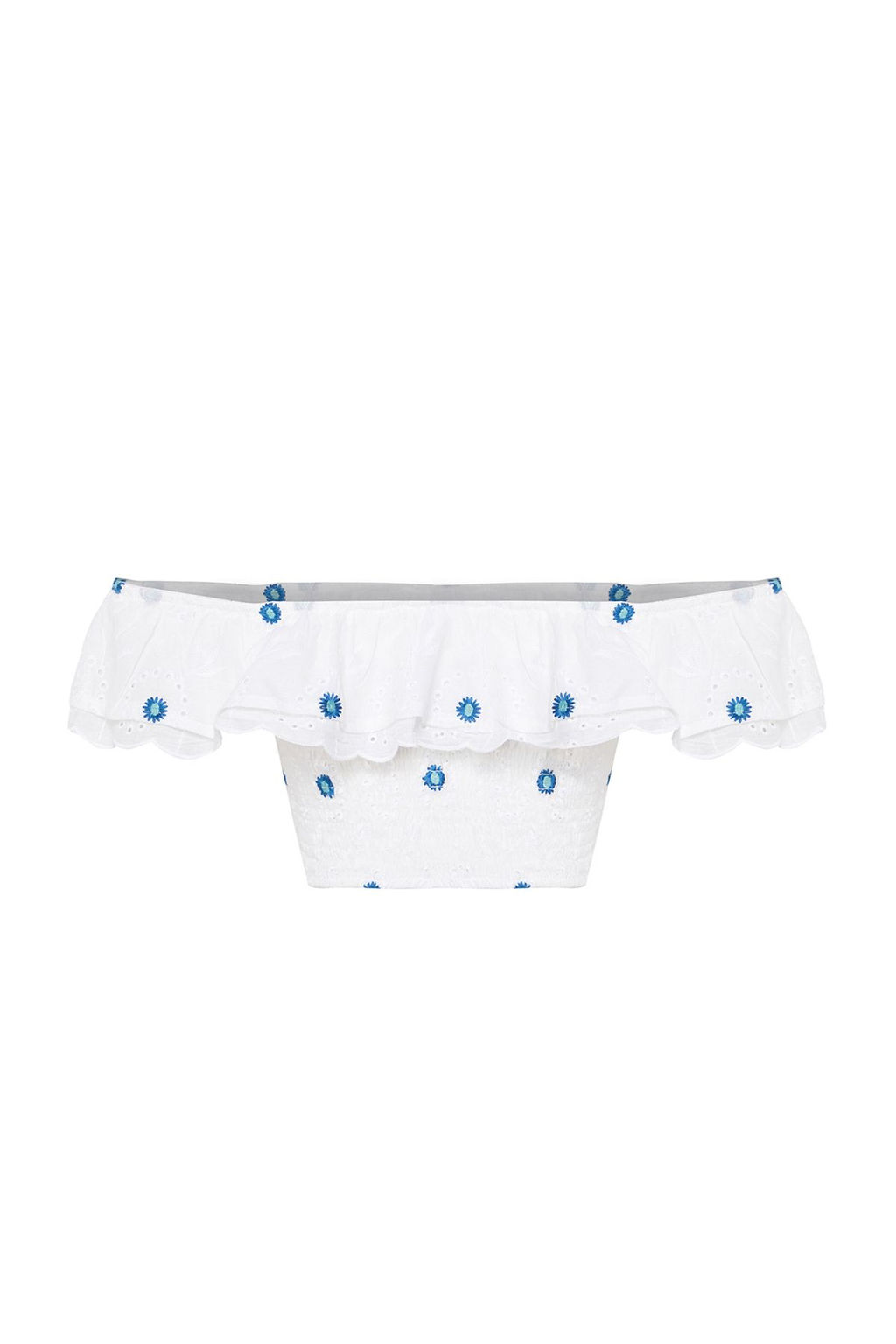 Beyaz F?rf?r Detayl? Brode Kumas Crop Dokuma Bluz TWOSS25BZ00154 - Trendyolmilla фото 9