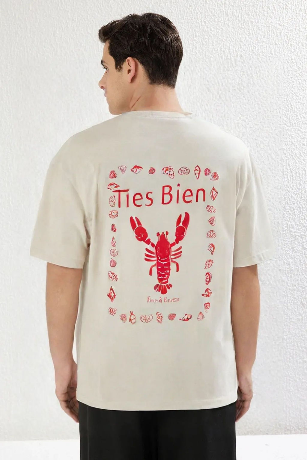 TRENDYOL MAN Tas Unisex Oversize/Genis Kesim Istakoz Bask?l? T-Shirt TMNSS25TS00051 - Trendyolmilla фото 9