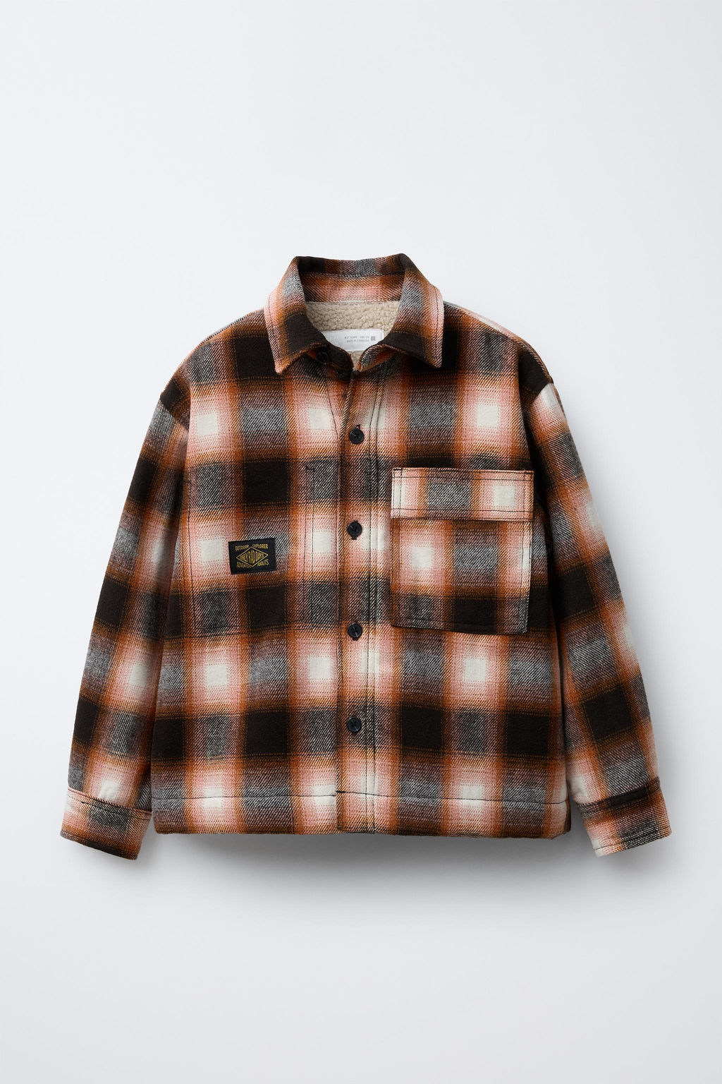 CHECK OVERSHIRT WITH FAUX SHEARLING LINING