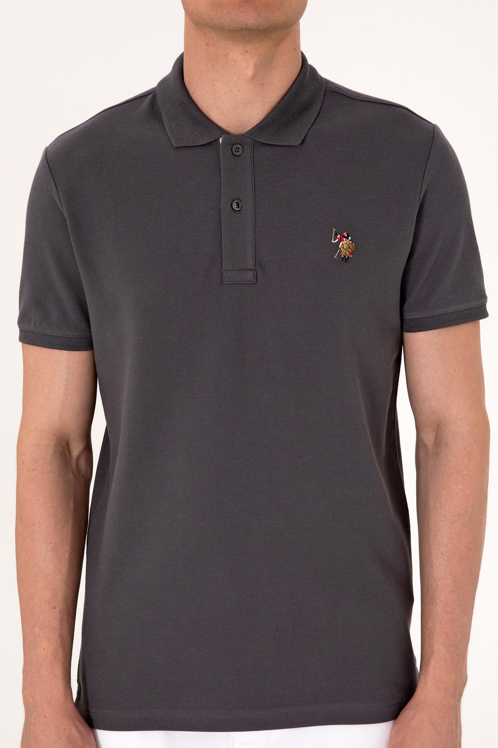 Erkek Slim Fit Polo Yaka Antrasit Basic Ti__rt Sepette S_rpriz _ndirim - U.s. polo assn фото 6