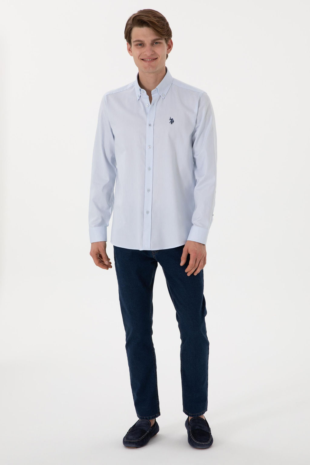 Erkek A__k Mavi Uzun Kollu Basic G_mlek - U.s. polo assn фото 4